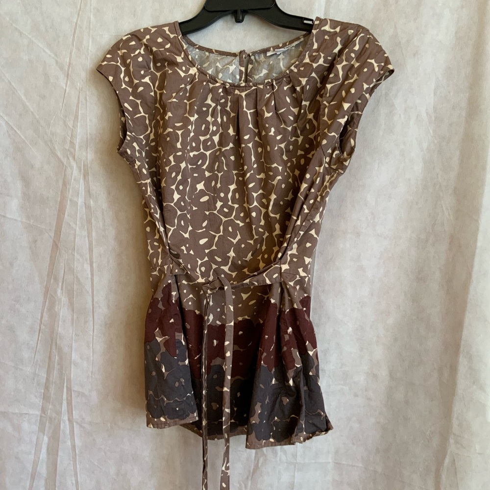 Calvin Klein Brown and Cream leopard Patterned Blouse